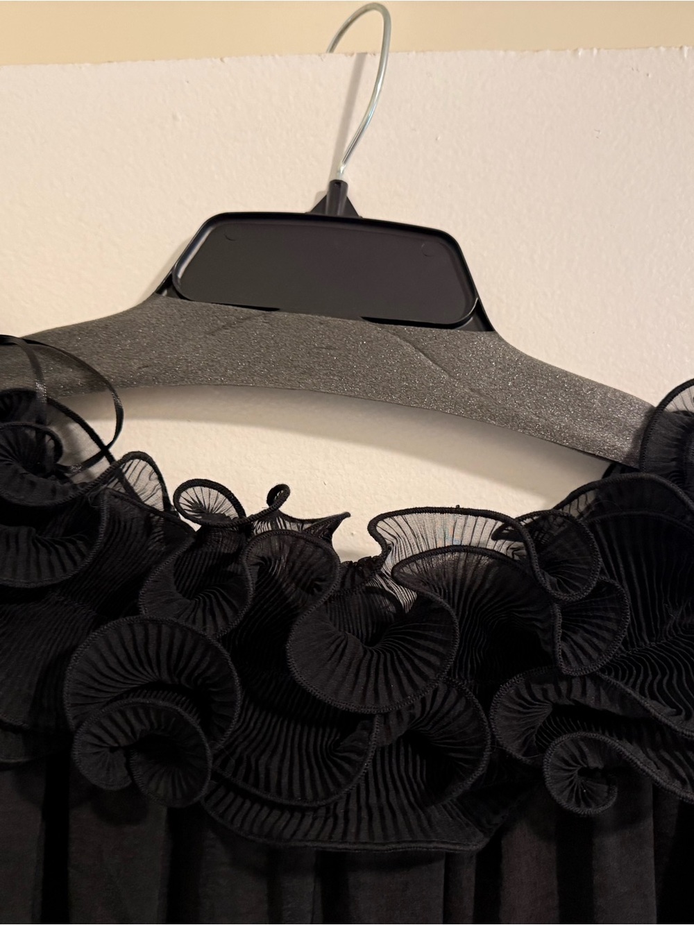 Black Ruffle Off-Shoulder Dress - Picture 3 of 3